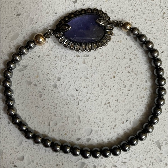 Jessica Kagan Cushman (JKC) Silver Bead Stretch Bracelet w/ Sapphire and Diamond - Picture 4 of 7